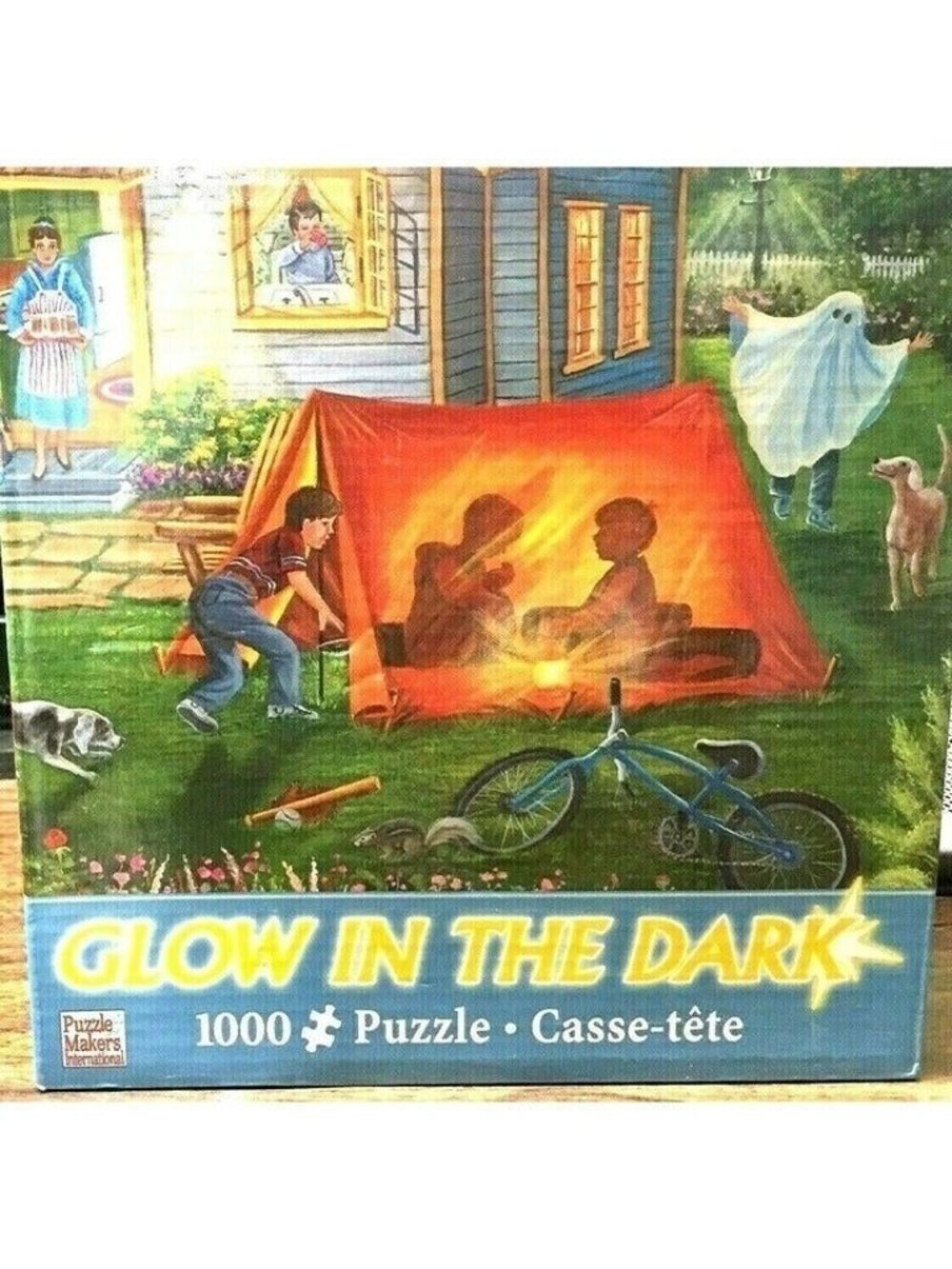 Puzzle Backyard Camping Jigsaw 1000 Piece 20 in x 27 in Glow in the Dark Sealed